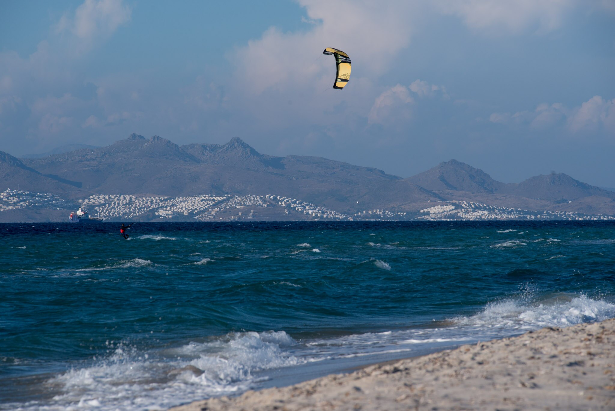 Kitesurfing on the beach