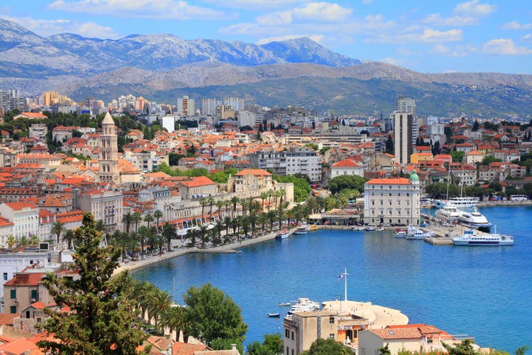 Split, Croatia (region of Dalmatia). UNESCO World Heritage Site. Mosor mountains in background.