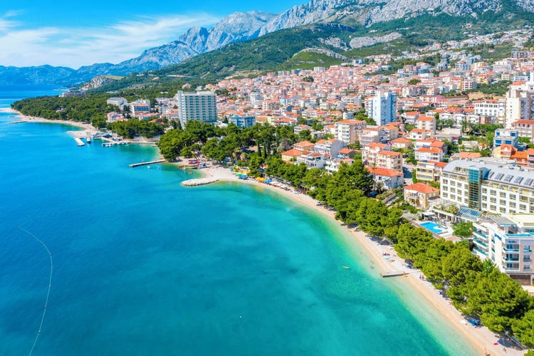 A picturesque landscape of Makarska, featuring its beautiful beaches and charming town, representing the best of Croatia.