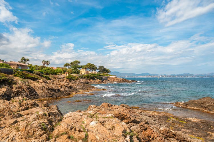 Landscape on the coastal path in Saint-Aygulf in the Department Var of the province Provence-Alpes-Cote d´Azur