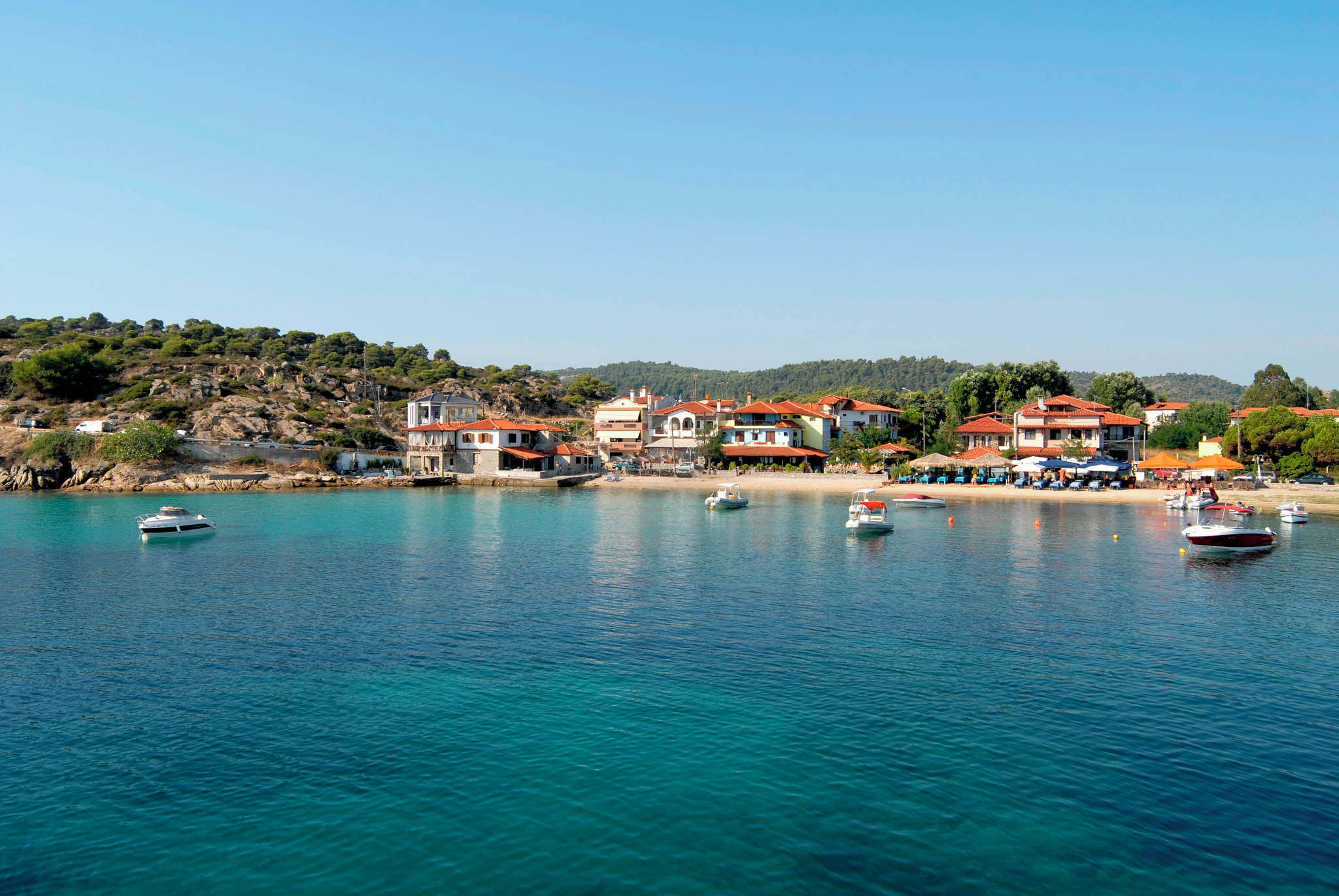 A view of the cove at Ormos Pangias. 